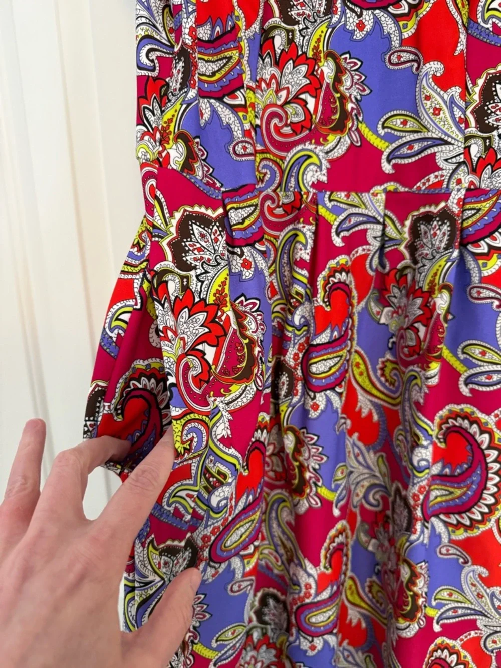 Jude Connally Pink Orange Paisley Floral Print Knit Fit Flare Mini Dress Small - Picture 6 of 10